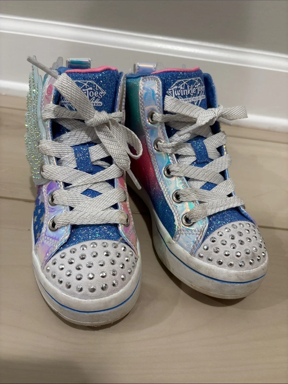 Skechers Kids High-Top Sneakers - Blue, Pink, Teal, Silver - Picture 2 of 8